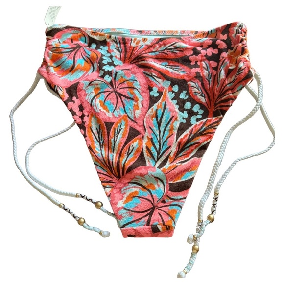 Aerie Buzzed Terry Ruched High Cut Cheeky Bikini Bottom size SMALL NWT - Picture 2 of 8